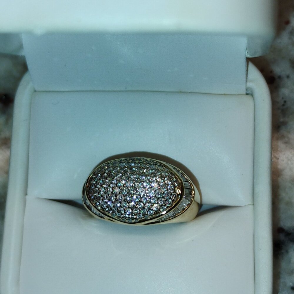 14k yellow gold and diamond dome ring